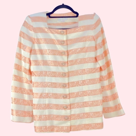 Vintage Peach 2-Piece SET sz XS/S Formal prom wedding VictorCosta VTG rhinestone - Picture 8 of 12